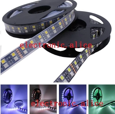 5M 600LED 120led/M Double Row 5050 RGBW RGB White Flex LED Strip light Black PCB - Image 1 of 4