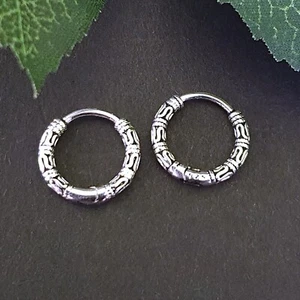Folding Creole Bali Creoles 12mm Silver 925 Celtic Earrings Gothic