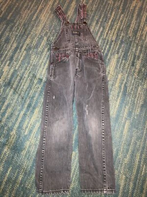 Vintage OshKosh Bgosh Vestbak Denim Overalls Acid Wash Red Plaid * Size 5 * USA - Image 1 of 4