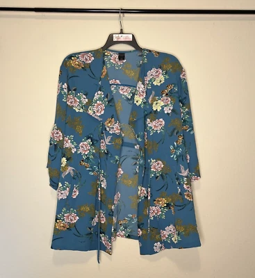 Chal/chaqueta floral verde azulado Madison Lilly para mujer talla 1X bolsillos cierre con cordón Foto 1 de 4