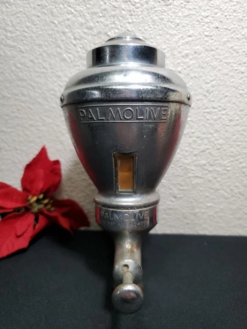 Vintage PALMOLIVE Powdered Soap Dispenser  Chrome Pat# 1904756 Cover