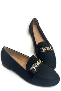 Black Flat Loafer Shoes Low Heel Size 7 Womens Lightweight Comfort Ballet Pumps - Picture 1 of 11