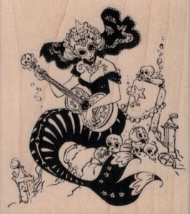 Sello de goma Sirena Mermaid de Brian Kesinger 2 3/4 x 3", océano, náutico, playa - Imagen 1 de 1