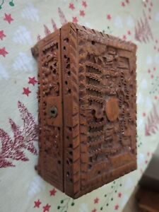 Vintage Chinese Handcarved Wood Camphor Box Storage Jewelry Trinkets