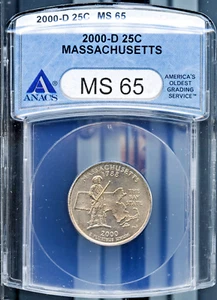 2000-D 25c Connecticut State Quarter MS 65 ANACS # 1510715 + Bonus - Picture 1 of 2