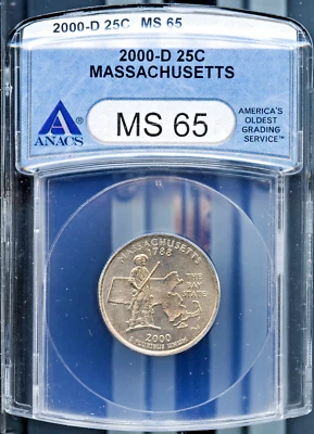 2000-D 25c Connecticut State Quarter MS 65 ANACS # 1510715 + Bonus - Image 1 of 2