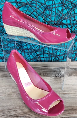 COLE HAAN AIR TALI OT LOW WEDGE TANGO RED WOMENS 8.5 B OPEN TOE PUMP SHOES - Image 1 of 4