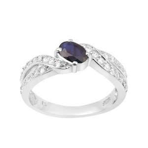925 Sterling Silver Oval Blue Sapphire 1.20 Ctw Women Ring Mothers Day Gift Sz.8 - Picture 1 of 1