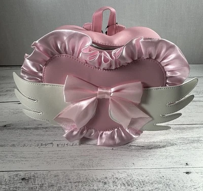 Mini Mochila Angel Wing Corazón Rosa Satinado Recortada Hot Topic Nueva Foto 1 de 4