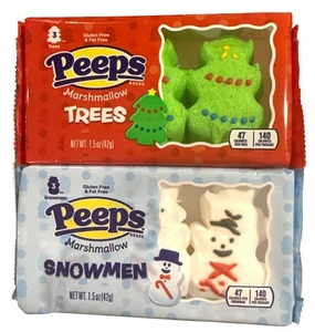 2 pezzi PEEPS 1,5 oz ea marshmallow ALBERI E PUPAZZI DI NEVE calze farcite NATALE caramelle - Foto 1 di 2