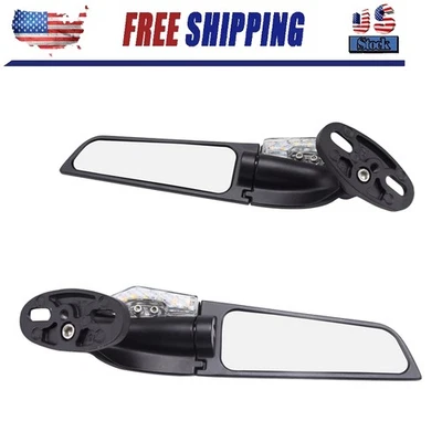 Fit Suzuki GSXR600 GSXR750 GSXR250R Adjustable Mirrors w/ LED Turn Signal Lights - Image 1 of 4