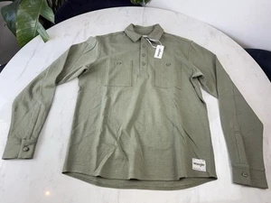 Wrangler Utility Polo Top Men's Dusty Green Long Sleeve with Pockets - Medium - Picture 1 of 9