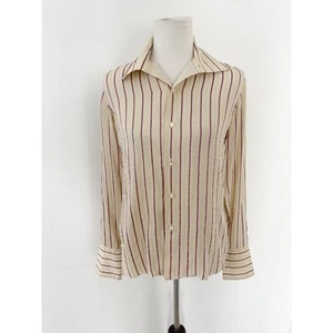 Ralph Lauren Black Label Seide Bluse Shirt Top gestreift französische Manschetten Gr. 10 - Bild 1 von 12