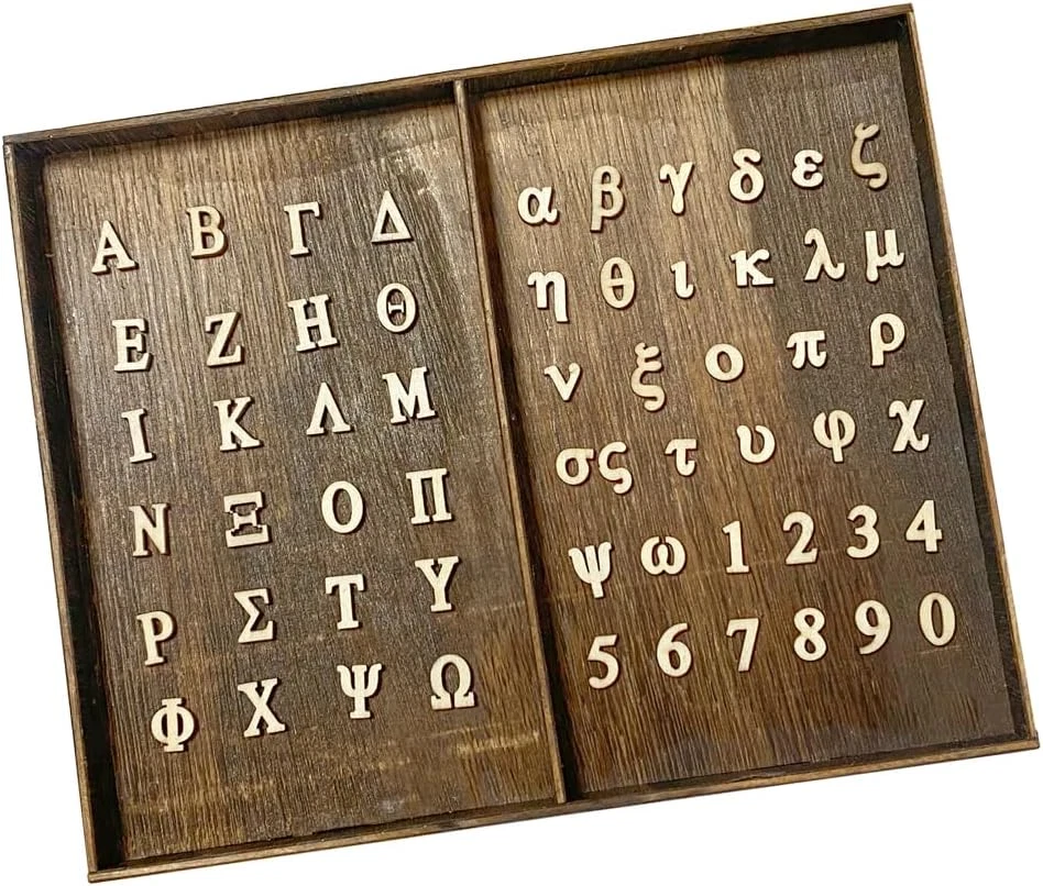Media pulgada 848 piezas mini letras griegas de madera mayúsculas minúsculas y números U Foto 1 de 4