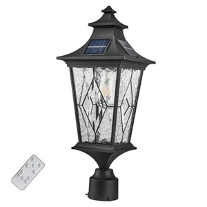 Solar Lamp Post Light Aluminum 20.7 Inch Height Large Size 20.7 inch Black - Picture 1 of 7