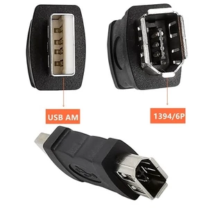 2x USB 2.0 A Male to FireWire IEEE 1394 6-Pin Female Adapter Converter - Bild 1 von 5
