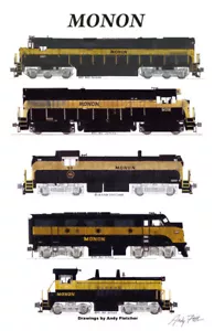 Monon Black & Gold Locomotives 11"x17" Poster Andy Fletcher signed - Foto 1 di 1