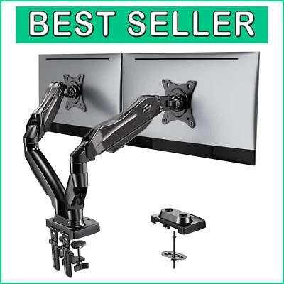 High Stability Dual Monitor Stand - C-Clamp & Grommet Mount for Heavy Screens - Image 1 of 4