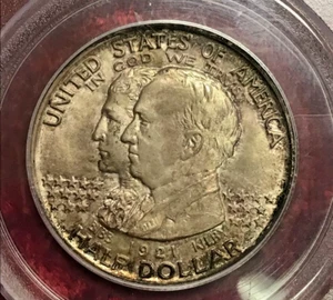 PCGS MS65 1921-P ~ "STATE OF ALABAMA CENTENNIAL" COMM. SILVER 50C ~ NICE TONING - Picture 1 of 4