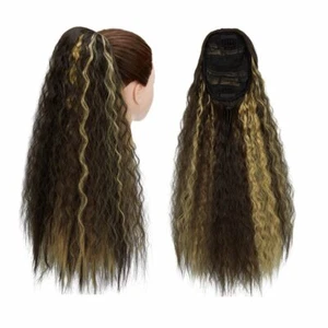 Wavy Drawstring Ponytails for Women 22 inch Kinky Straight Ponytail Hair Piece - Picture 1 of 17