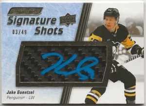 2023-24 Upper Deck Grained Signature Shots #SSJG Jake Guentzel 03/49 - Imagen 1 de 2