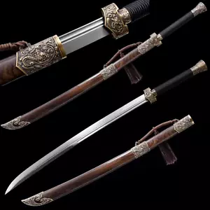 Handmade 斩马刀 Damascus Folded Steel Chinese Saber Sword Battle Ready Sharp - Picture 1 of 10
