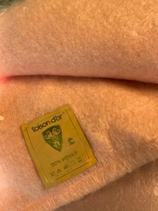 Twin Size Blanket Toison D’or 100% mohair Peach Pink made in France Pre owned - Picture 1 of 9