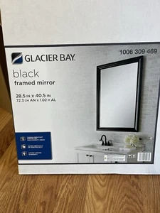 Glacier Bay 28.5 in x 40.5 in Black Framed Mirror - Picture 1 of 7