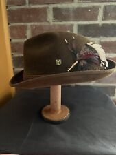 Vintage Triumph by Champ Brown/Olive Green Fedora Hat Velour Felted Wool 7 1/8