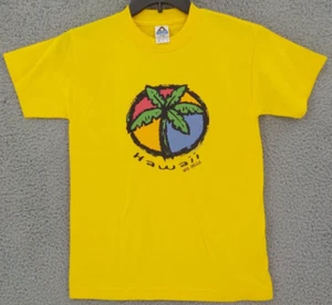 WISCONSIN DELLS T-SHIRT YOUTH SZ L (14/16) YELLOW HAWAII BRIGHT PALM TREE NWOT - Picture 1 of 13