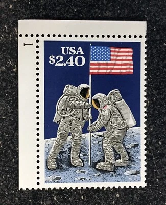 USA1989 #2419 $2.40 Moon Landing Flag - Plate Number Single - Priority  Mint - Image 1 of 4
