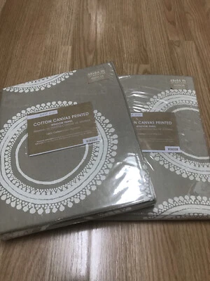 West Elm Cotton Canvas Printed Window Panels 48x84 Set of 2 NEW - Image 1 of 4