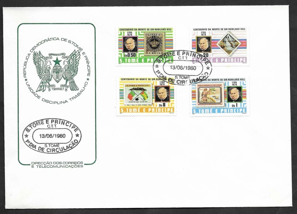 Rowland Hill Centennial St Thomas Sao Tome & Principe 1980 FDC Stamps on Stamps - Image 1 of 1