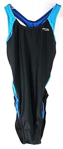 Ceres Girl Size 34 Swimsuit One Piece Black Blue Green Stretch Fit - Picture 1 of 8