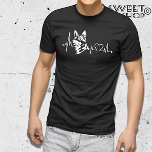 T-Shirt MAGLIETTA BATTITO CUORE PASTORE TEDESCO CANE AMORE CUORE IDEA REGALO - Picture 1 of 12