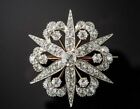 925 Sterling Silver Round Moissanite Women's Brooch Pin 14K Two Tone Gold Plated