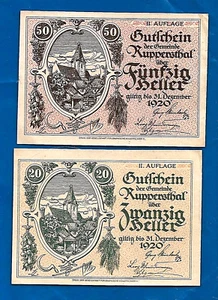 1920 RUPPERSTHAL AUSTRIA notgeld 20 50 Heller emergency paper money notes bills - Picture 1 of 2