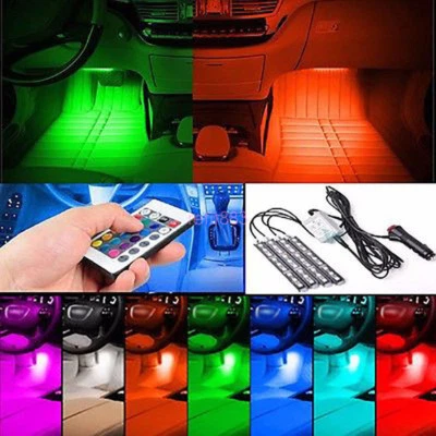 Kit de carro interior LED colorido brilhante sob painel pés bem assentos iluminação interna - Imagem 1 de 4