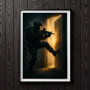 Póster transparente y de rotura | Impresión artística táctica de patada de puerta de operador | 12x18-24x36 - Imagen 1 de 6
