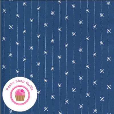 Moda HARBOR SPRINGS 14907 13 Blue Striped Bells MINICK & SIMPSON Quilt Fabric - Image 1 of 4