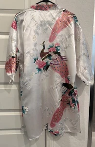 2x Peacock Kimono Size Large Bridesmaid Robes Tie Waist Bridal Party Satin - Picture 1 of 14