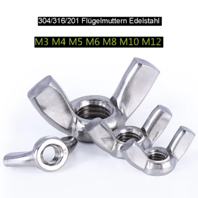 Flügelmuttern Edelstahl M3 - M12 rostfrei Muttern Flügelmutter  304 / 316 / 201 - Bild 1 von 4