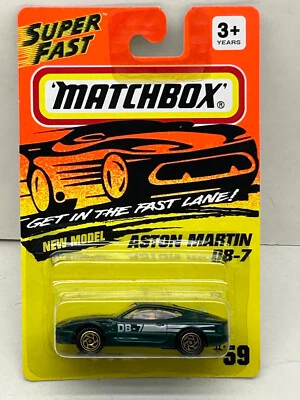 1993 MATCHBOX SUPERFAST #59 GREEN ASTON MARTIN DB-7 NEW ON CARD - Image 1 of 3