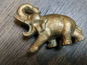 Vintage Gold Painted John Wright or Hubley Elephant cast iron bottle opener Old - Picture 1 of 12