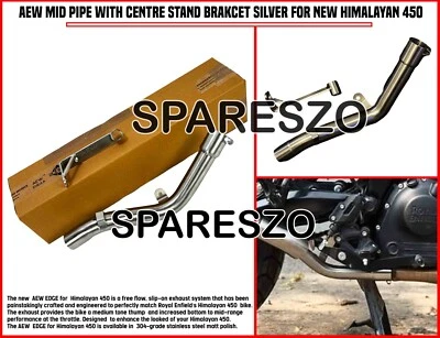 "AEW MID PIPE WITH CENTRE STAND BRAKCET, SILVER" FIT FOR R.E NEW HIMALAYAN 450 - Image 1 of 4