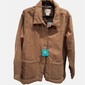 *Boston Traders Womens Tan Brown Faux Suede Sherpa Lined Jacket - LARGE - Picture 1 of 2