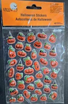 Pegatinas Halloween de Jack-O-Lanterns con caras sonrientes-42 piezas  Foto 1 de 2