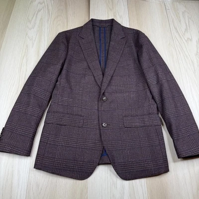 Bonobos Mens Purple Plaid Unconstructed Italian Wool Slim Fit Blazer Size 40R - Image 1 of 4