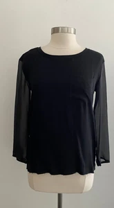 Rag & Bone Black 3/4 Sleeve Frayed Edge Top sz XS - Picture 1 of 4