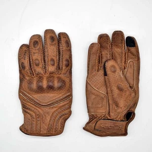 Guantes Moto en la Piel Marrón Oscuro Con Protecciones Touch - Picture 1 of 4